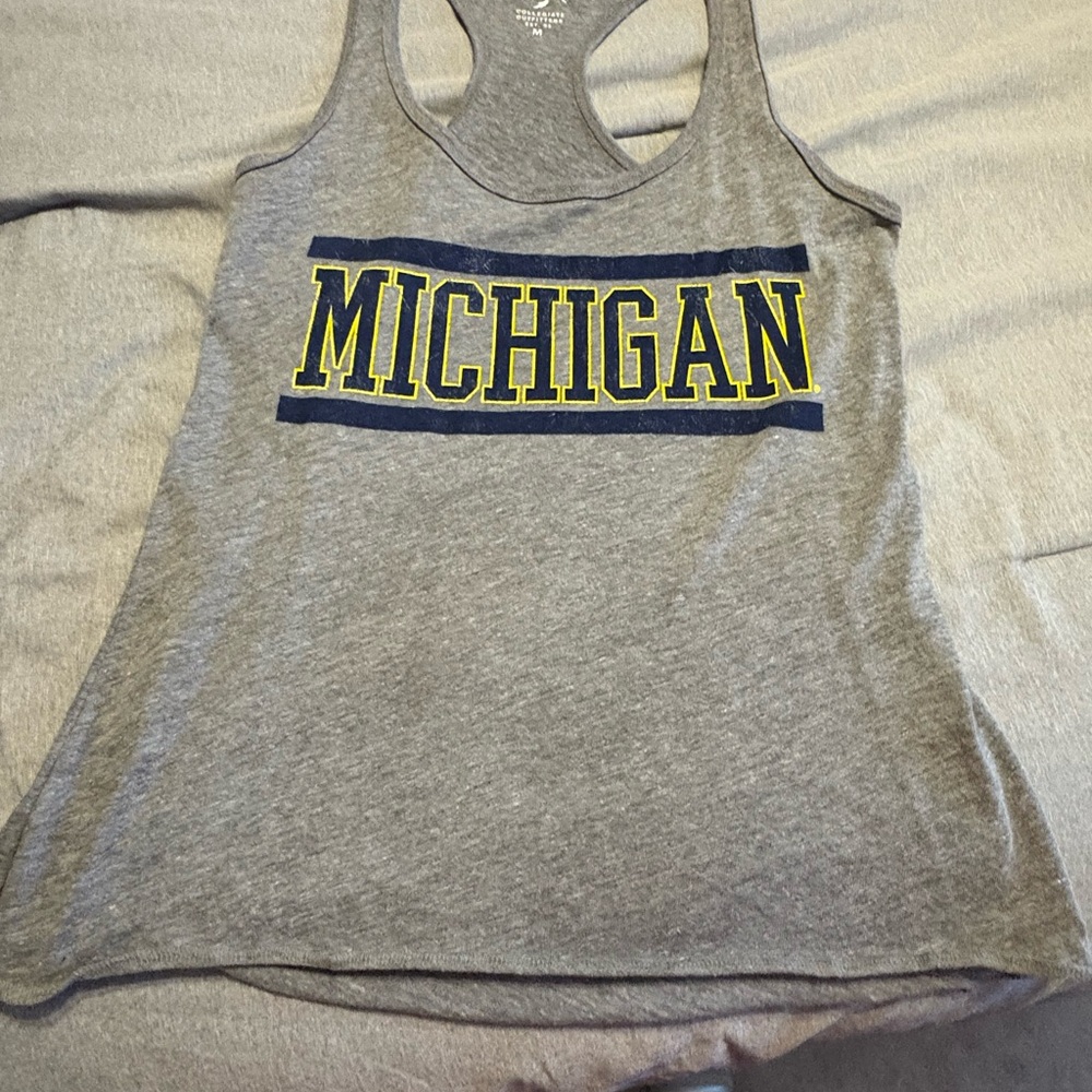 League Gray Michigan Women's Tank Top